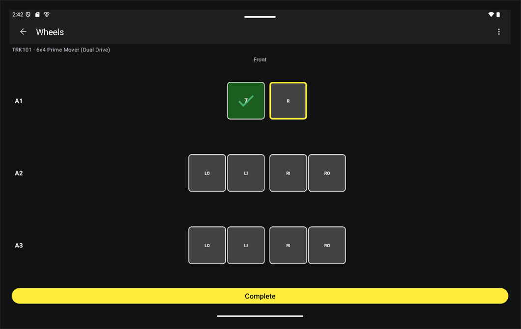 TreadOS job capture screen on the tyre fitting shop floor